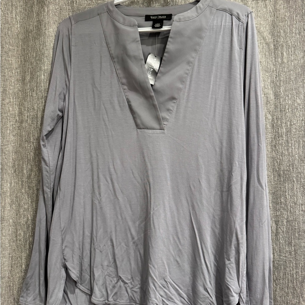 White House Black Market Slate Long Sleeve Top